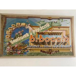 Large Oil On Paper. Advertisement From A Painter In Letters.