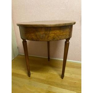 Louis XVI Style Pedestal Table In Walnut And Walnut Veneer