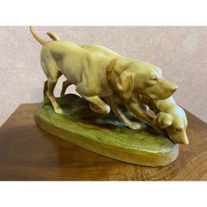 Royal Dux Porcelain Hunting Dogs