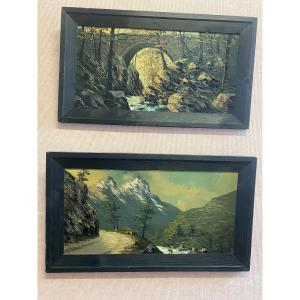 Pair Of Oils On Cardboard Signed Paul Gobert