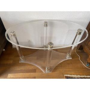 Oval Plexiglass Side Table