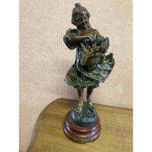 Statue In Spelter "we're Going To Taste" Signed Flora