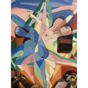 Unsigned Oil On Canvas "dancers".