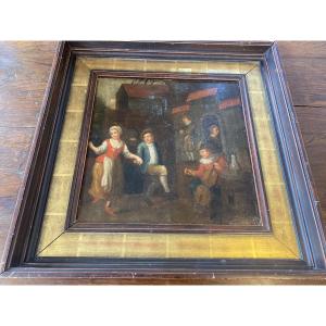 Oil On Canvas, Dutch Painting, 18th Century. Tavern Scene.
