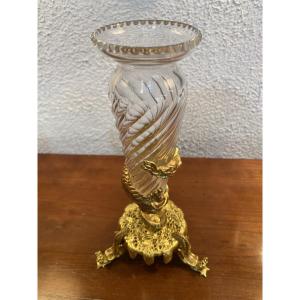 Soliflore Vase With Its Gilt Bronze Mount Decorated With A Fire-breathing Dragon. Excellent Condition