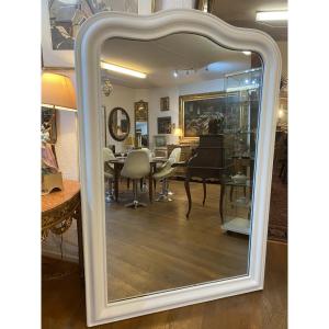 Louis Philippe Period Mirror, Patinated In Velvet White. Excellent Condition.