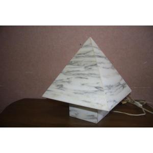 Lamp Made Of Slightly Mottled Carrara Marble. 