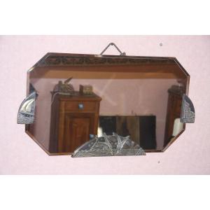 Art Deco Mirror With Bronze Motifs, Very Good Condition.