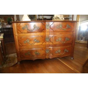 Regency Walnut Chest Of Drawers, 3 Drawers, Bronze Pull Handles.