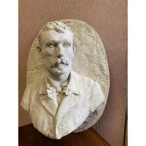 Portrait Of Alphonse Muscat In Plaster. Very Good Condition.