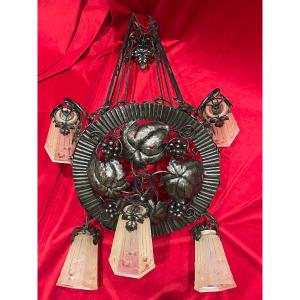 Muller Frères Lunéville Art Deco Chandelier 1930