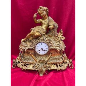 Imposing Pendulum In Gilt Bronze Napoleon III XIX