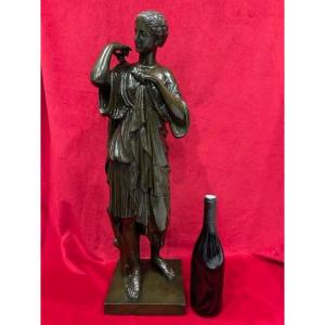 Imposing Sculpture Bronze Statue Diane De Gabies By Gadaix XIX Eme