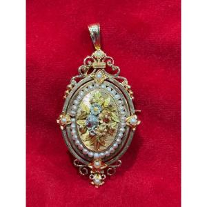 Imposing Napoleon III Brooch Pendant In 18k Gold