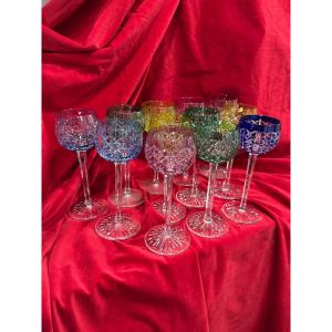 Saint Louis Set Of 12 Crystal-colored Wine Glasses 