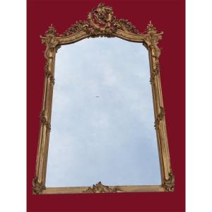 Louis XV Style Gilt Wood Fireplace Mirror 