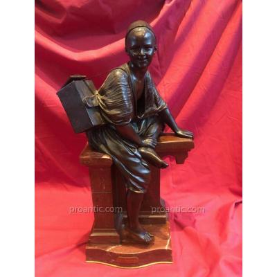 Bronze Sculpture Edouard Pepin Young Shoeshine Arabian