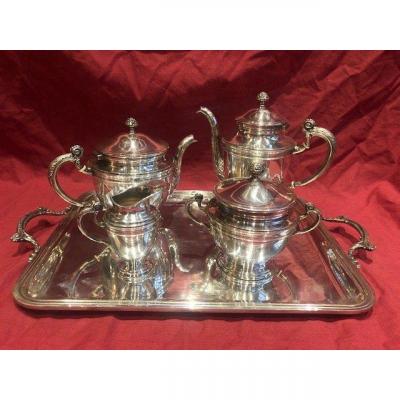 Service A The Et Cafe In Metal Argente Ercuis Louis XV Style