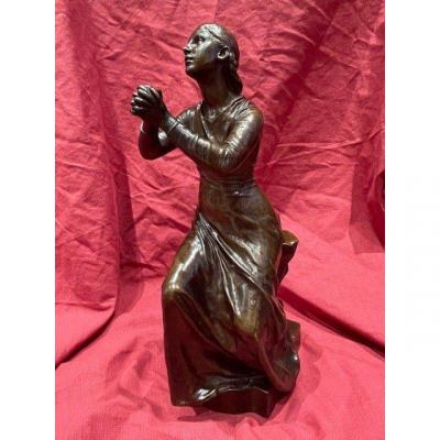 Bronze Sculpture Paul Dubois 1829-1905 And Barbedienne - The Faith XIX