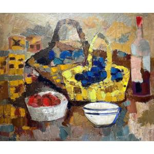 Jacques Hallez - Still Life With Two Baskets, 1979