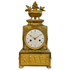 Louis XVI Period Clock In Gilt Bronze