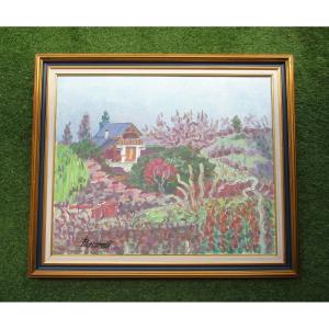Mario Passarelli, Provencal Painter, Very Beautiful Oil On Canvas, Pointillism Painting, Naive Art