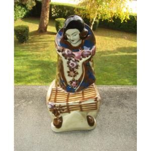 Porcelain Night Light Art Deco Woman Colombine Camille Tharaud Limoges In Very Good Condition