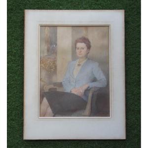 Paul Janin Lyon Watercolor Signed And Dated In 1941 Painting Sold With Its Marie-louise Without Frame