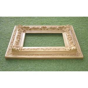 Very Beautiful Old Thick 19th Century Frame In Wood And Gilded Stucco, Rebate Dimensions 35.5 X 21 Cm.