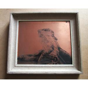 Pol Alberty Engraved Copper Plate Enhanced With Black Ink Signed 1938 Orientalist Painting.
