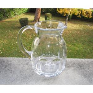 Antique Beautiful Baccarat Crystal Pitcher Or Water Jug, Excelsior Model, In Perfect Condition.