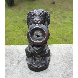 Amusing Bronze Animal Sculpture Of A Beggar Dog With A Coppery Brown Patina, Circus Animal.