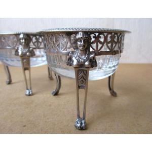 Beautiful Pair Of Solid Silver Salt Cellars From The Empire Period, Rooster Hallmark, In Very Good Condition.