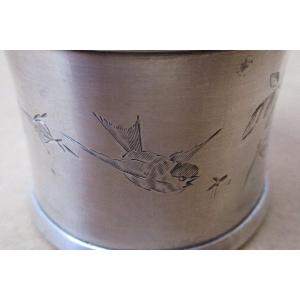 Very Beautiful Art Nouveau Napkin Ring In Solid Silver With The Monogrammed Bird Md.