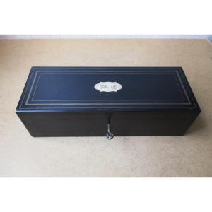 Antique Napoleon III Glove Box, Circa 1860-1880, With Its Key, Monogrammed With The Initials Mg.