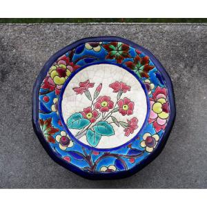 Beautiful Antique Small Trinket Tray Or Ring Holder In Longwy Enamels In Perfect Condition!
