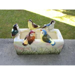 Beautiful Little Bird Planter Signed Jérôme Massier Vallauris Art Nouveau.