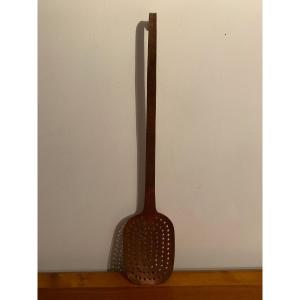 Large Skimmer In Beaten And Forged Red Copper