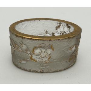 Daum Oval Salt Cellar With Old Roses Decor