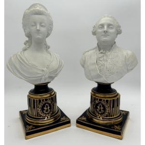 Biscuit Porcelain Busts Of Louis XVI And Marie Antoinette