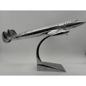 Decorative Lockheed Constellation Aircraft Model In Polished Aluminum