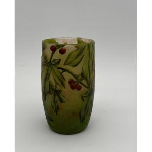 Daum Nancy Vase In Multi-layered Glass Decorated With Wild Vines