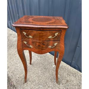 Small Salon Table Louis XV Style, Napoleon III In Veneer Wood