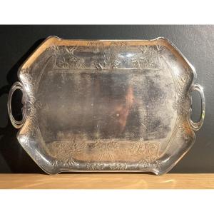 Gallia Art Nouveau Silver Metal Tray