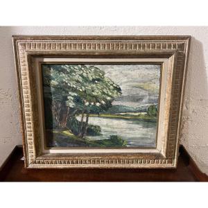 Oil-on-canvas Landscape Along The Marne