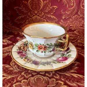 Porcelain Cup And Saucer, Flower Decor, German Kpm