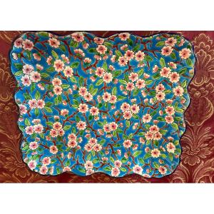 Quadrangular Tray With Polychrome Enamels, Floral Theme