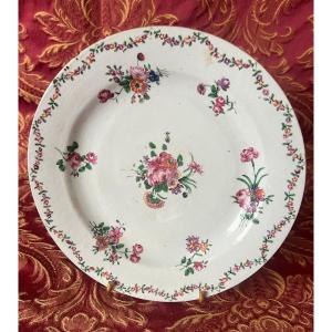 Flat Plate, Flower Decor, Polychrome, China, East India Company