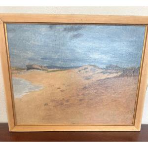 Oil On Canvas Painting Landscape, On The Edge Of The Atlantic