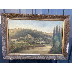 E. Davbron Painting Town On The Riverbank